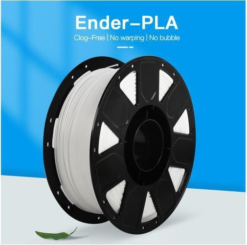 CREALITY ENDER PLA 3D Printer Filament, White, 1KG, Printing temperature: 200, Filament diameter: 1.75mm, Tensile strength: 60MPa, Size of filament wheel: Diameter 200mm, height 70mm, hole diameter 56mm.