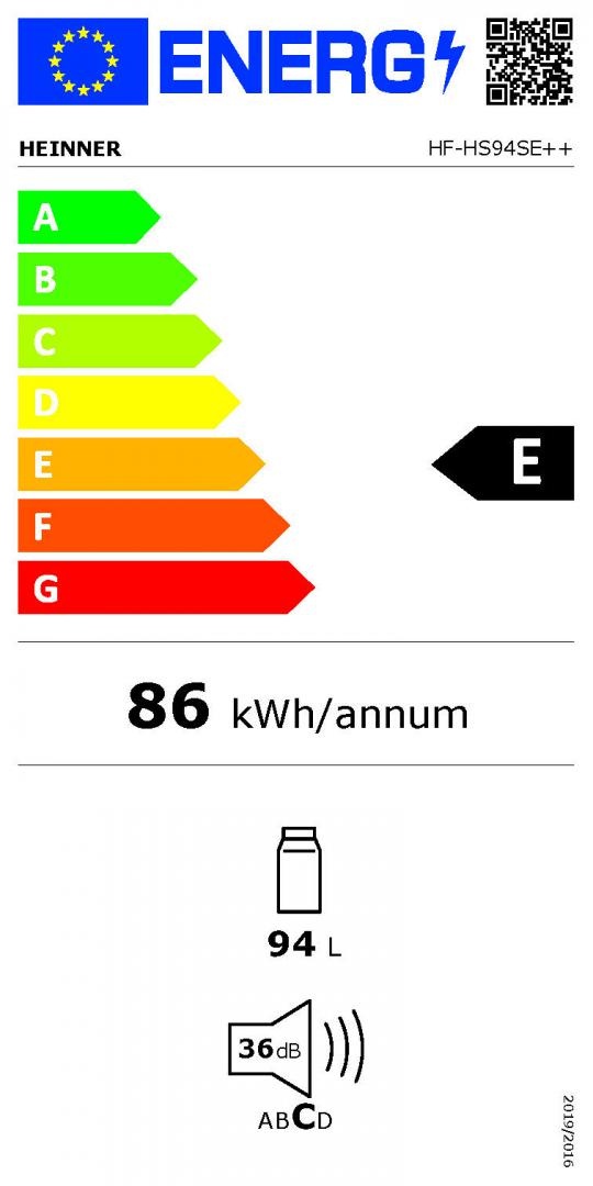 Frigider Heinner HF-HS94SE++, clasa de eficienta energetica E, capacitate totala: 94L, control mecanic cu termostat ajustabil, lumina LED, 2 rafturi sticla, compartiment pentru fructe si legume, usa reversibila, dimensiuni (WxDxH): 47.5 x 45 x 84 cm, - 2 | YEO