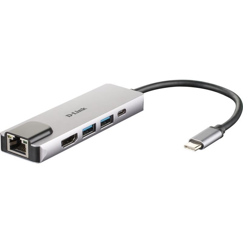 Hub USB-C D-Link DUB-M520 cu 5 porturi: HDMI 4K, Ethernet Gigabit și Power Delivery 60W - 1 | YEO