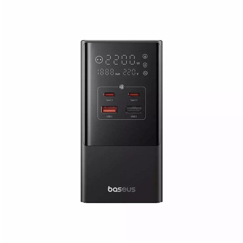 Incarcator retea Baseus PowerCombo Tower Digital Powerstrip, Quick charge 35W, 4 porturi iesire, lungime cablu 1.5m, negru