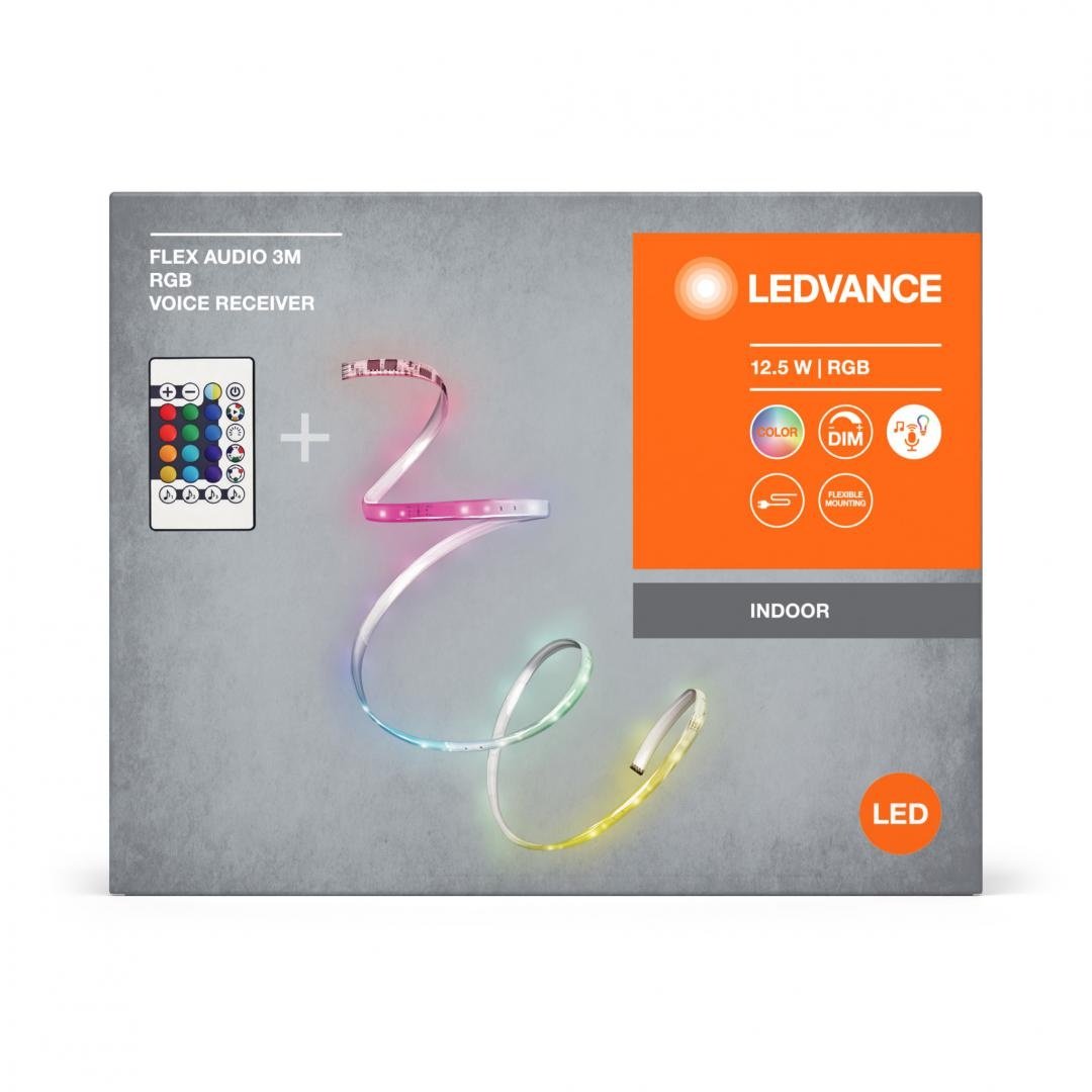 Kit Banda LED RGB Ledvance FLEX Audio cu Telecomanda, 12.5W, 220-240V, lumina color, dimabila, sincronizare muzica, IP20, 3 metri