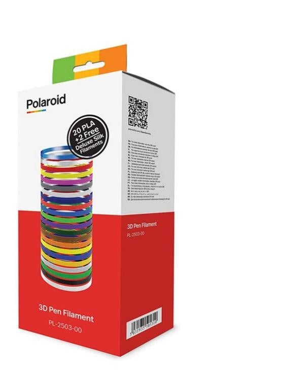 Kit filamente Polaroid pentru creioane 3D, material PLA, diamentru: 1.75mm, 20 role x 5m, culori: white / black / yellow / red / silver / orange / pink / green / chocolate / grey / purple / dark green / dark blue / transparent / blue / gold / fluorescent