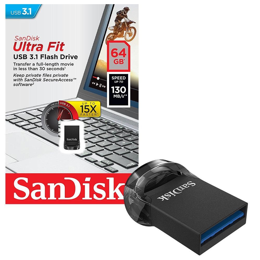 Memorie USB Flash Drive SanDisk Ultra Fit, 64GB, USB 3.1 - 1 | YEO