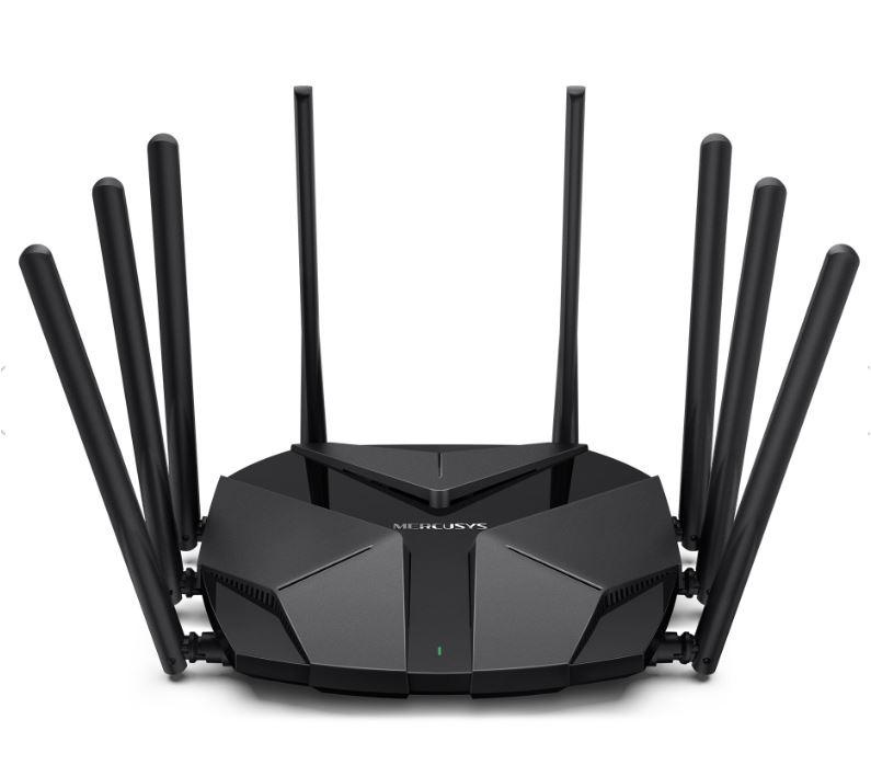 Mercusys MR90X Dual-Band WiFi 6 Router (AX6000), Standarde wireless: Wi-Fi 802.11ax/ac/a/b/g/n , Viteza wireless: 4804 Mbps (5 GHz) + 1148 Mbps (2.4 GHz), Interfata: 1× Port WAN/LAN de 2.5 Gbps + 1× Port WAN/LAN Gigabit + 2× Porturi LAN Gigabit LAN , 8