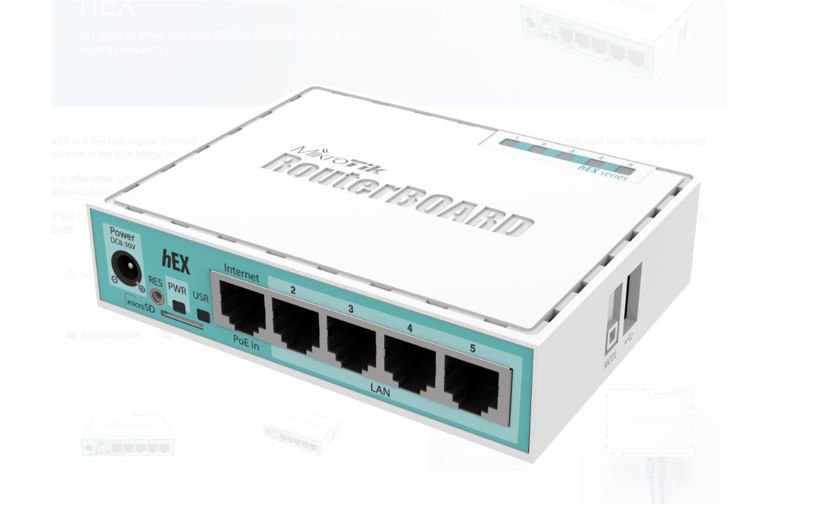 MIKROTIK 5-PORT GIGABIT ETHERNET ROUTER, RB750GR3, 5*10/100/1000Ethernet ports, CPU nominal frequency: 880 MHz, 2* CPU corecount, 4*CPU Threads count, Size of RAM: 256 MB, 5W - 1 | YEO