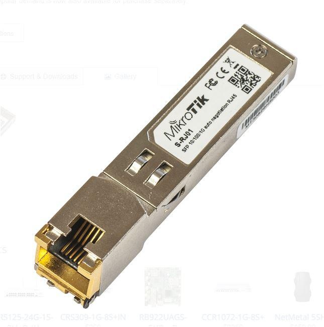 Mikrotik S-RJ01 RJ45 SFP 10/100/1000M copper module, Data Rate: 1.25Gpbs, Distanta: 100m.