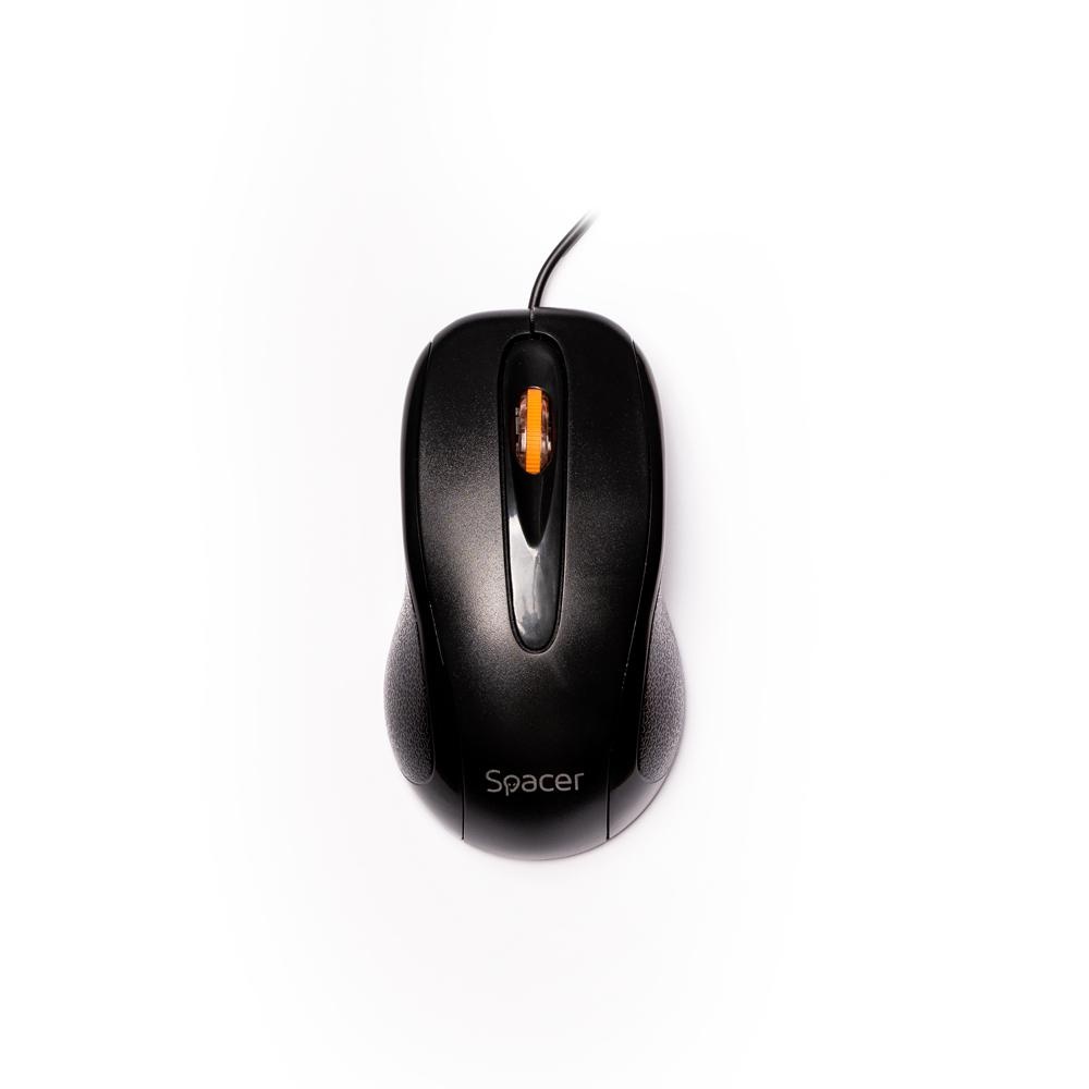 MOUSE Spacer, PC sau NB, cu fir, USB, optic, 1000 dpi, butoane/scroll 3/1, negru, SPMO-F01 - 1 | YEO