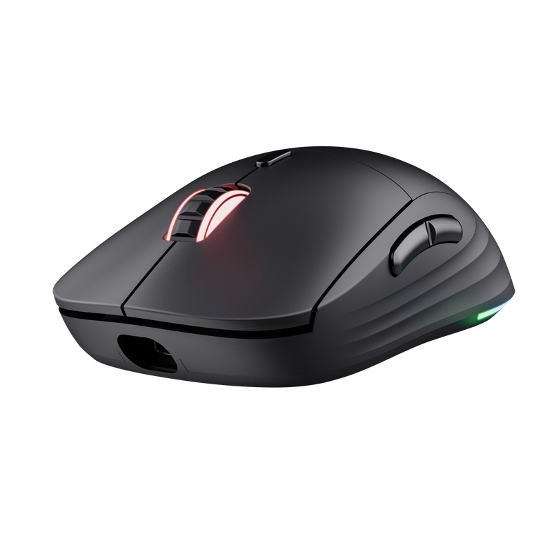 Mouse wireless Trust GXT 927 Redex+, rezolutie maxima 25600 DPI, senzor PAW3370, polling rate 125/250/500/1000Hz, iluminare full RGB, negru