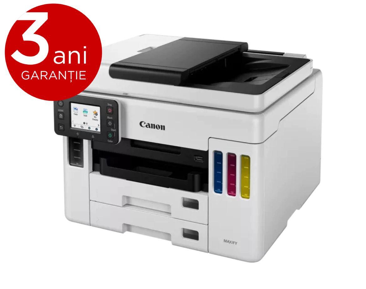 Multifunctional inkjet color CISS Canon Maxify GX7040, ( Print, Copy,Scan, Fax, Cloud), dimensiune A4 , duplex printare, ADF, viteza 24 ppm alb-negru, 15.5 ppm color, rezolutie 600X1200 dpi, alimentare hartie 250+250+100 coli, Scannet CIS, rezolutie