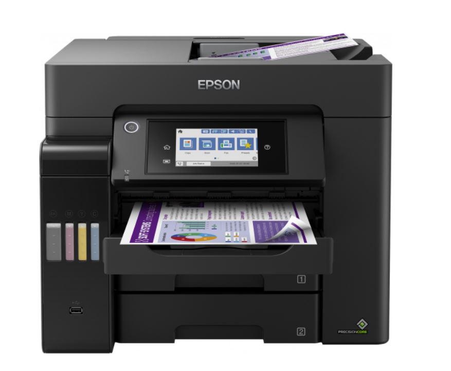 Multifunctional inkjet color CISS Epson L6570, dimensiune A4 (Printare, Copiere, Scanare, Fax), viteza 32 ppm alb-negru, 32ppm color, rezolutie 4800x1200 dpi, alimentare hartie 550 coli, scanner CIS rezolutie 1200x2400 dpi, DADF, fax memorie 550 pagini,