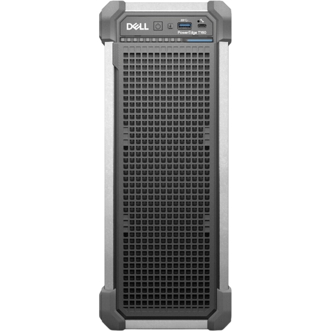 PowerEdge T160 Tower Server Intel Xeon E-2414 2.6G, 4C/4T, 12M Cache, Turbo, (55W) DDR5, 16GB UDIMM, 5600MT/s ECC, 2TB Hard Drive SATA 6Gbps 7.2K RPM 512n 3.5in, 3.5 Chassis with up to 3 Cabled Hard Drives (SATA), Motherboard with Broadcom 5720 Dual Port