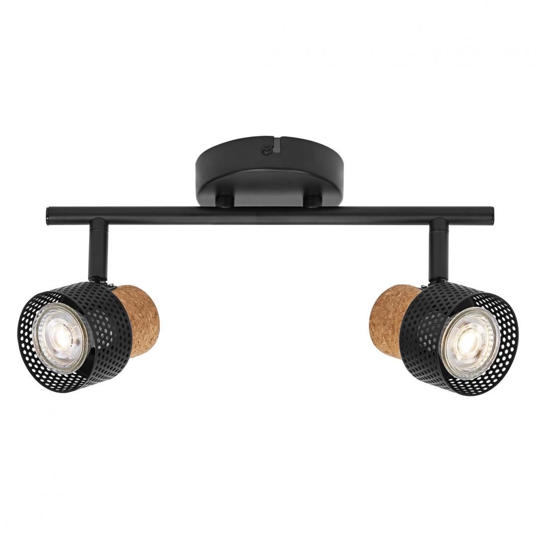 Spot LED dublu ajustabil Ledvance DECOR CORK, 2xGU10, 2x3.4W, 460 lm, lumina calda (2700K), IP20, 338x136x100mm, metal/pluta, Negru - 1 | YEO