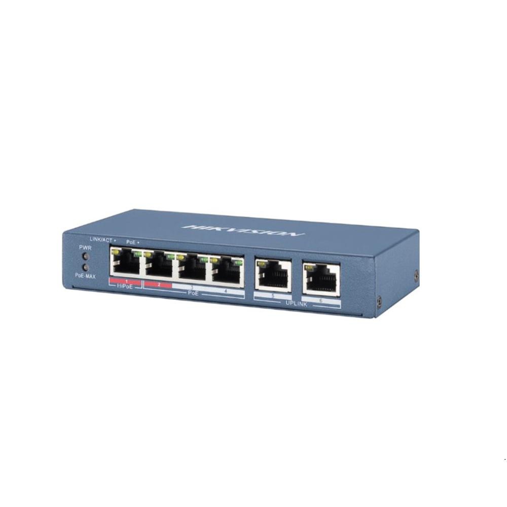 Switch Hikvision DS-3E0106HP-E, 4-port, HiPoE