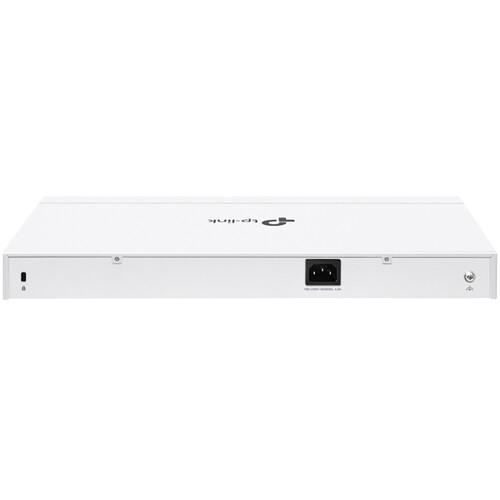 Switch TP-Link cu 28 de porturi, 24× Gigabit 802.3af/at PoE+ ports si 4× Gigabit SFP slots, capacitate switch 56 Gbps, dimensiuni 17.3×8.7×1.73 in (440×220×44 mm) - 1 | YEO