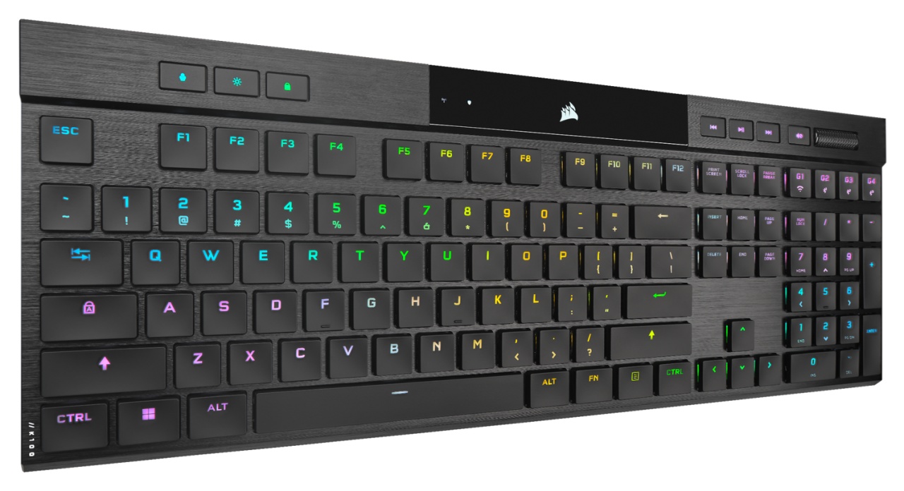 Tastatura mecanică wireless Corsair K100 AIR RGB, ultra-subțire, neagră, cu switch-uri CHERRY MX Ultra Low Profile Tactile - 1 | YEO