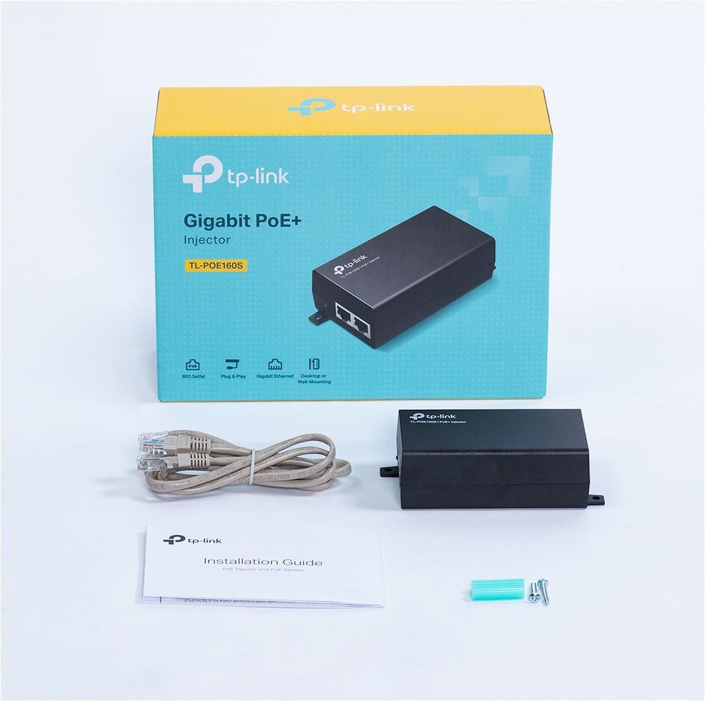 TP-Link, PoE+ Injector, TL-POE160S, Standarde si protocoale: IEEE802.3i, IEEE802.3u, IEEE802.3ab, IEEE802.3af, IEEE802.3at, interfata: 1 10/100/1000Mbps RJ45 data-in port, 1 10/100/1000Mbps RJ45 power+data-out port, Dimensiuni: 125 × 59.4 × 36.8 mm. - 2 | YEO