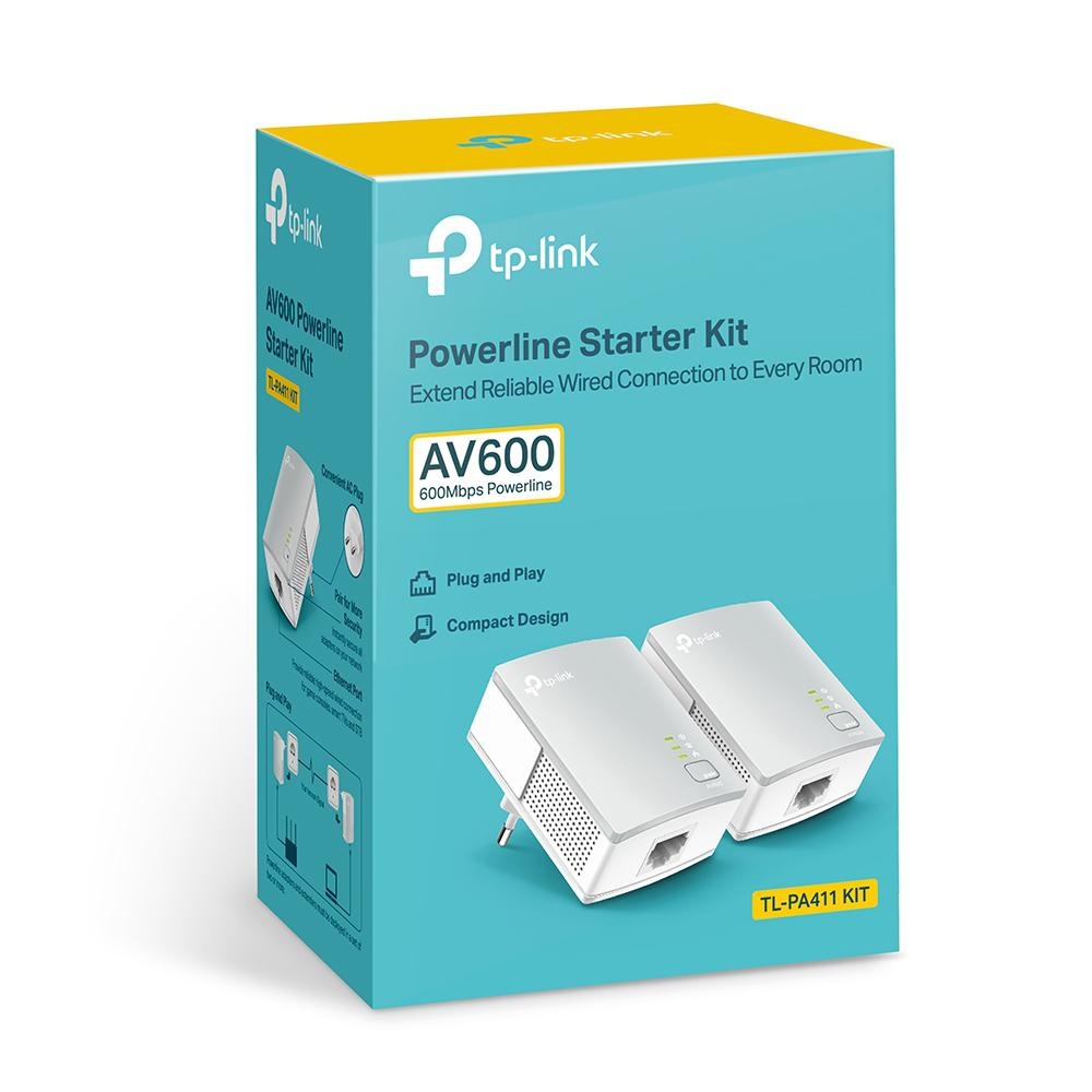 TP-LINK POWER LINE av 600 KIT TL-PA411 KIT, Standarde și Protocoale: HomePlug AV, IEEE802.3, IEEE802.3u, iNTERFATA: 1× Port Ethernet 10/100 Mbps, Consum: 4.60W, Dimensiuni; 65 × 52 × 28.5 mm, Aria de acoperire: 300m, kit-ul contine 2 x TL-PA411. - 1 | YEO