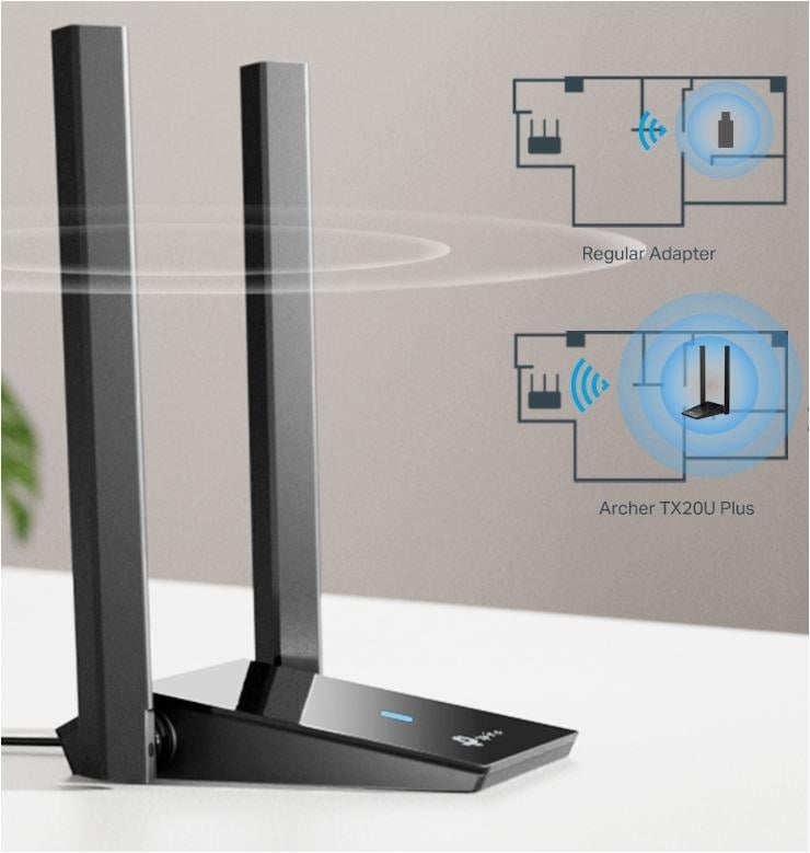 Adaptor wireless TP-Link, ARCHER TX20 PLUS, AX1800, 2 x antene externe Dual-Band 5Ghz, 2.4 Ghz, dimensiuni: 84 × 156.3 × 19.2 mm, Securitate Wireless: WEP, WPA/WPA2/WPA3, WPA-PSK/WPA2-PSK - 3 | YEO