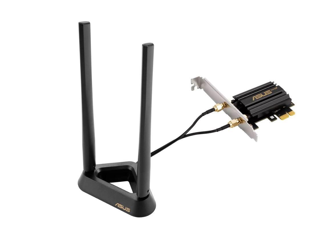 ASUS PCE-AXE59BT Wifi si Bluetooth 5.2 PCIe adapter, WI-FI 6, 2.4GHz / 5GHz / 6GHz, greutate: 78.4G, 2 x Antene externe, PCI-Express x 1. - 1 | YEO