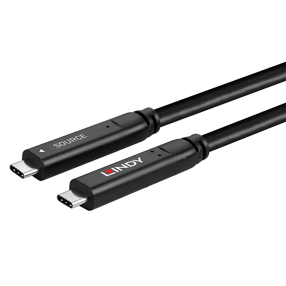 Cablu Lindy 10 m USB 3.2 Gen 1 & DP 1.4 Type C, latime de banda suportata 5Gbps (USB 3.2 Gen 1), 16.2Gbps (DP 1.4, 2 lanes), rezolutie maxima 4K 3840x2160@30Hz, negru - 3 | YEO