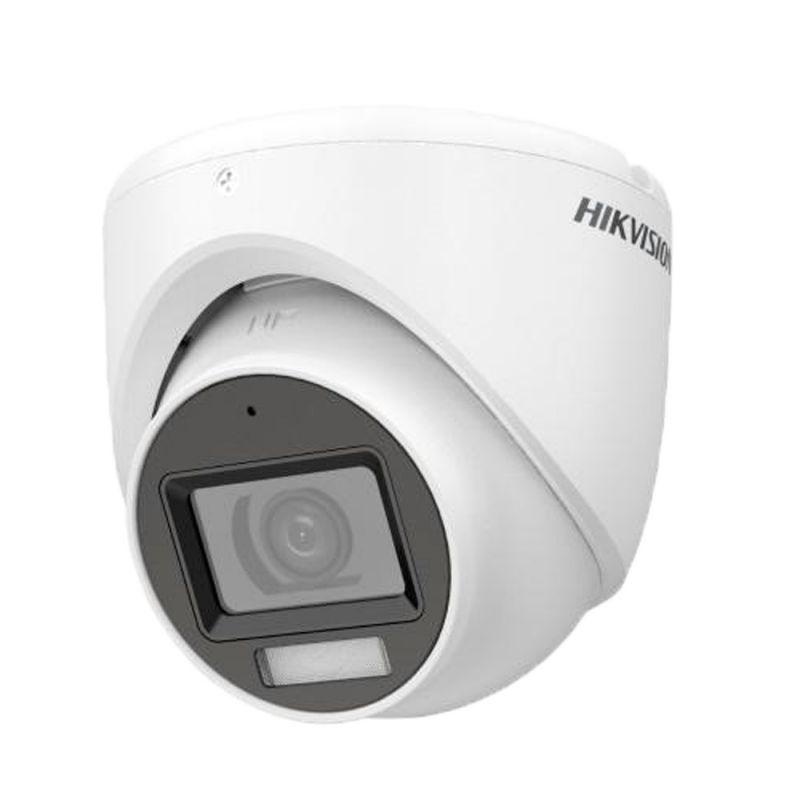 Camera Hikvision Turret Smart Hybrid Light ColorVuDS-2CE76D0T- LPFS(2.8mm); Senzor: 2 MP CMOS; Rezolutie: 1920 (H) × 1080 (V); Iluminare: 0.01 Lux @ (F1.6, AGC ON), 0 Lux with IR; Lentila: fixa 2.8mm, horizontal FOV: 101°, vertical FOV: 56°, diagonal