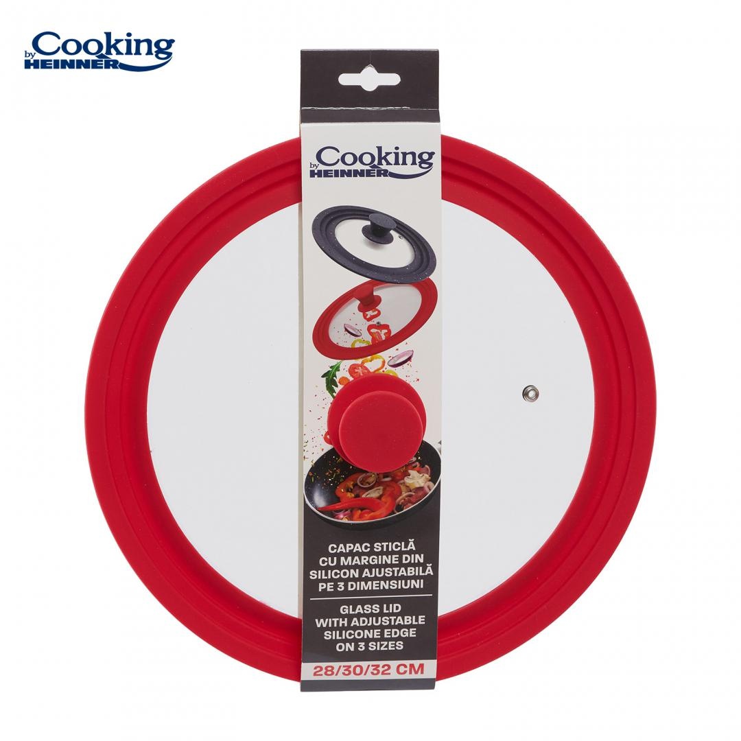 CAPAC STICLA CU MARGINE DIN SILICON AJUSTABILA PE 3 DIMENSIUNI 28/30/32 CM, COOKING BY HEINNER - 3 | YEO