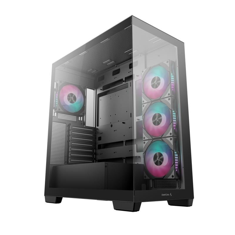 Carcasa DEEPCOOL CG580 4F Mid Tower ARGB NEGRU, Tempered Glass+ABS+SGCC, Sloturi Expansiune 7, Drive Bays: 2x3.5