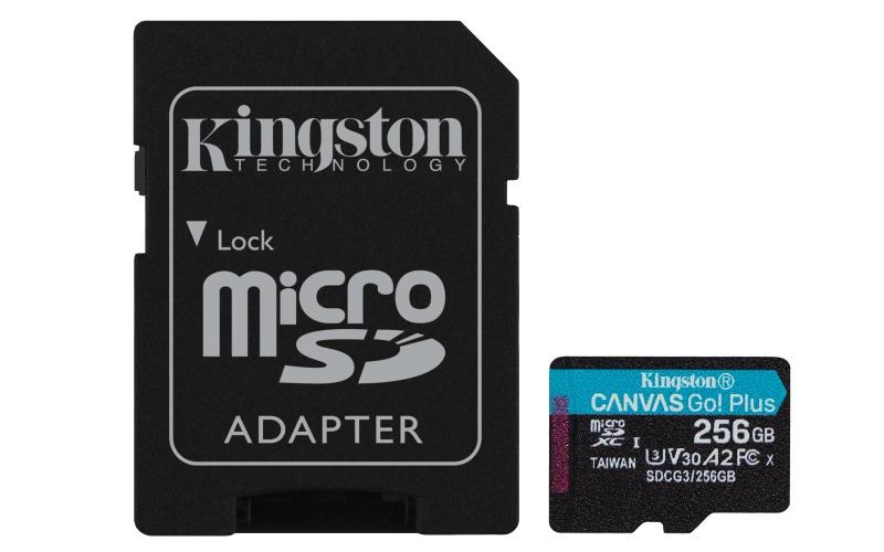 Card de Memorie MicroSD Kingston Canvas GO Plus, 256GB, Adaptor SD, Class 10