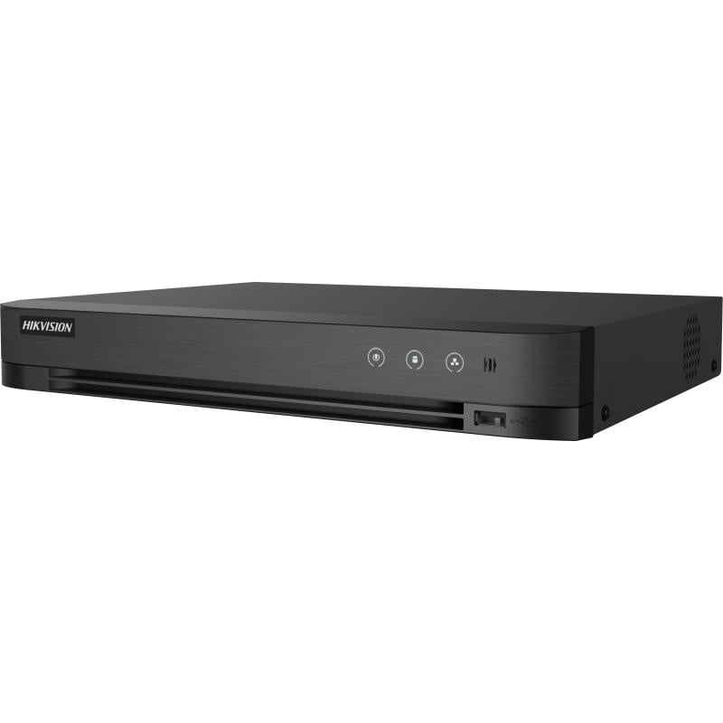 DVR Hikvision 8 canale IDS-7208HQHI-M1/XT, TURBO HD, H.265 Pro+/H.265 Pro/H.265/H.264+/H.264 video compression, BNC interface (1.0 Vp-p, 75 Ω), up to 12-ch IP camera inputs, Encoding ability up to 3K/5M Lite @ 12 fps, 1 x SATA, dimensiuni: 319 × 236 ×