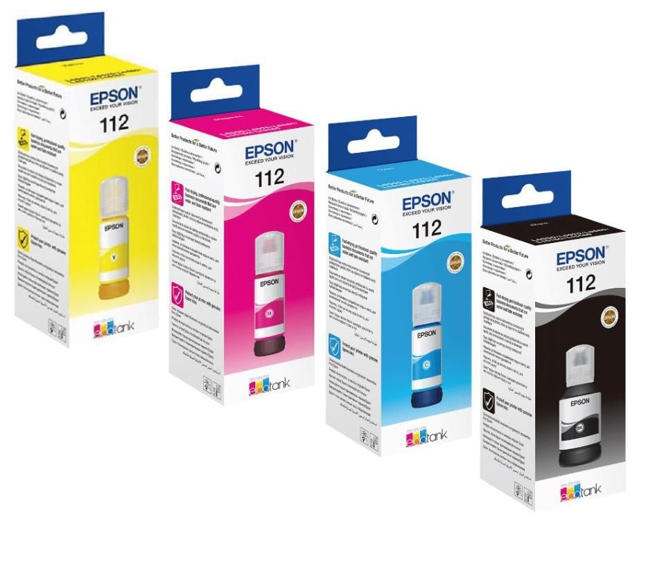 EPSON 112 EcoTank 4-colour Multipack, continut: 1 x 125 ml Black, 1 x 70 ml Cyan, 1 x 70 ml Magenta, 1 x 70 ml Yellow, Epson EcoTank LL11160, L15150, L15160, EcoTank Pro L15180, Epson ITS L6550, L6570.