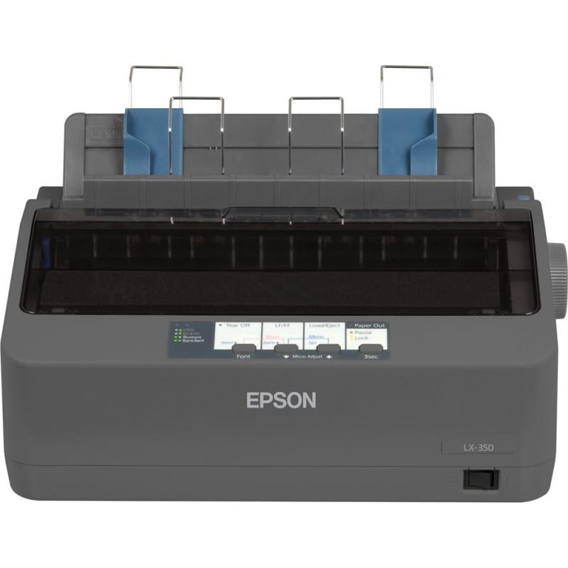 Imprimanta matriceala mono Epson LX-350, dimensiune A4, numar ace: 9 pini, viteza 15cpi, rezolutie 240x144dpi, memorie 128KB, limbaje de printare IBM PPDS, ESC/P, interfata USB 2.0, Bidirectional parallel, RS- 232, ribbon inclus, consumabile: S015637,