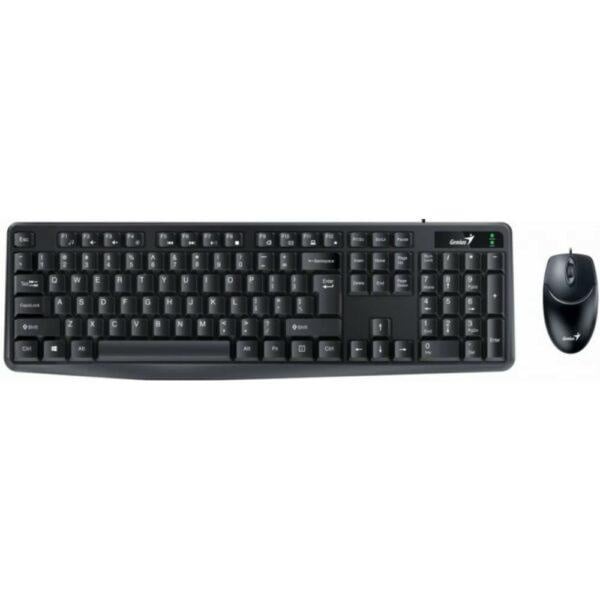 Kit Genius USB, tastatura 104 taste (concave) + mouse optic 1000dpi, 12 taste multimedia, 3 butoane, negru