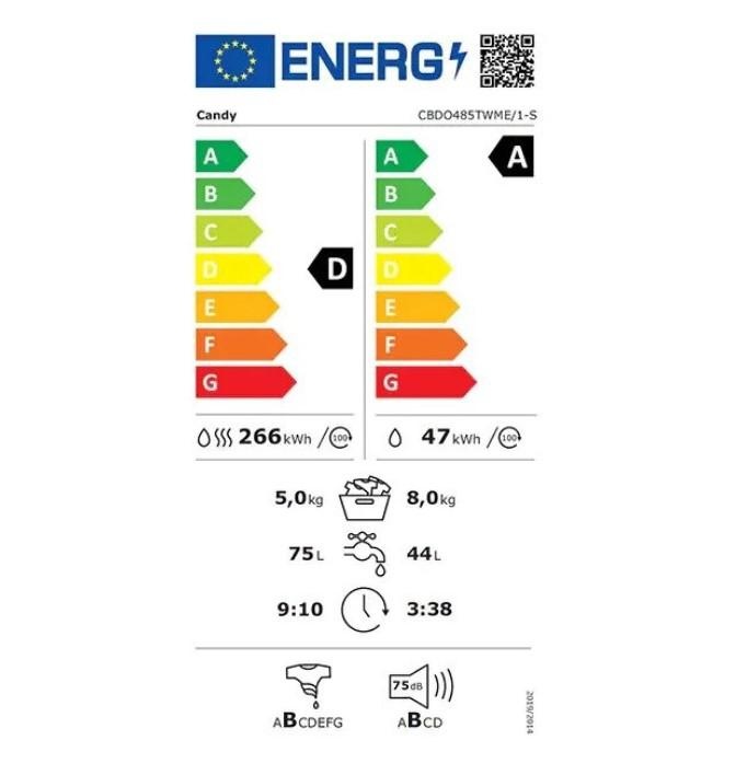 Masina de spalat incorporabila cu uscator Candy BI BI washer dryer, 8+5kg, AAA/NEL - D/A, 1400, silent motor, wifi, big digit - 2 | YEO