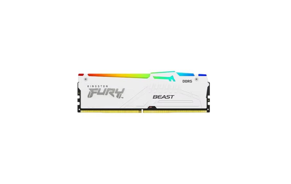 Memorie RAM Kingston, DIMM, DDR5, 64GB, 6000MHz, CL36, 1.35V, FURY Beast White, RGB, Kit of 2 - 3 | YEO