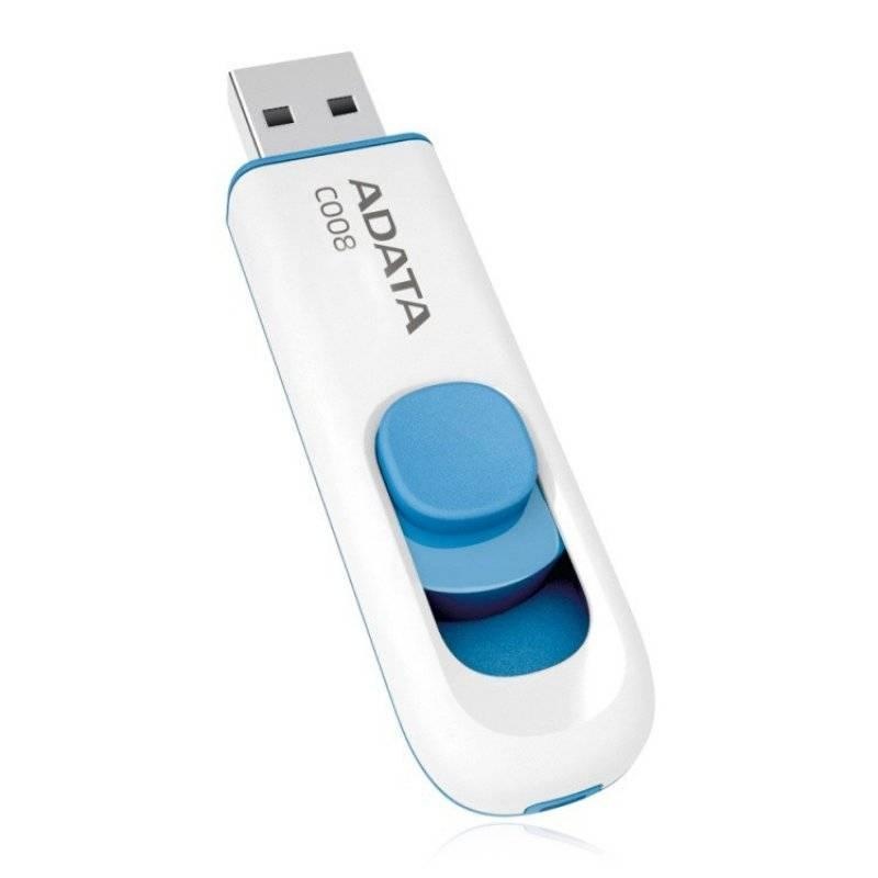 Memorie USB ADATA C008 32GB USB 2.0 Alb-Albastru – Stick Flash Retractabil de Înaltă Calitate