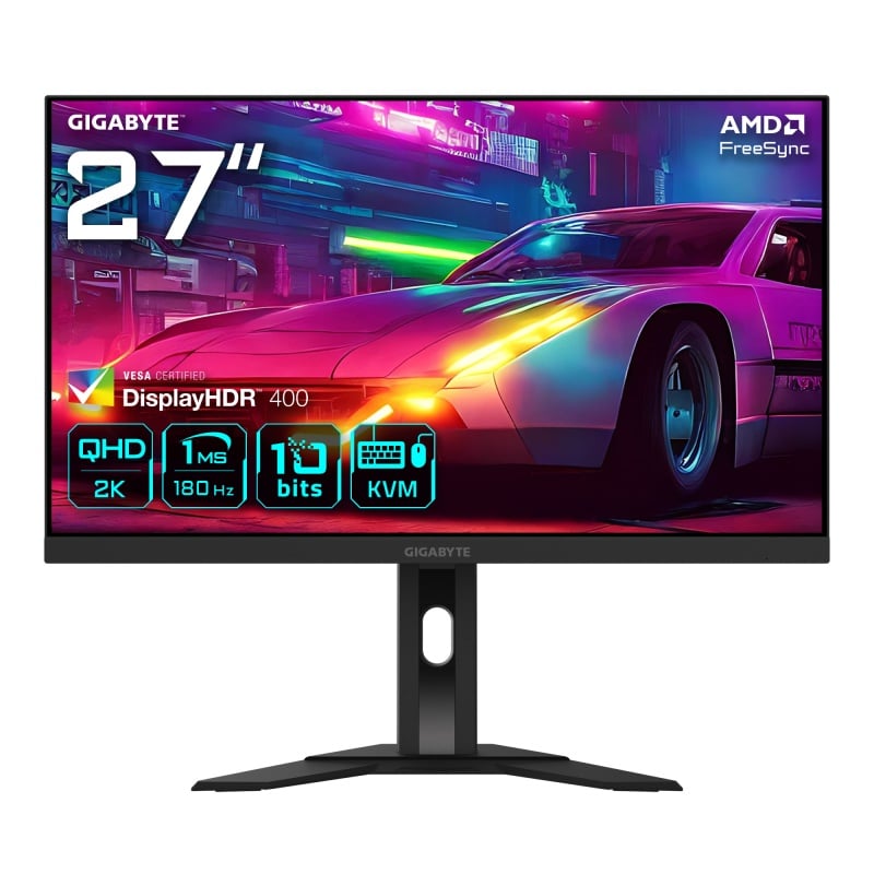 Monitor Gaming Gigabyte M27QA, Panel Size: 27 inch, Panel Backlight/ Type: EDGE, Display Surface: Non-glare type, Color Saturation: 95%, True Resolution: 2560 x 1440 (QHD), Brightness: 350 cd/m2 (TYP), Contrast Ratio(Max): 1000.1 TYP, Dynamic Contrast: