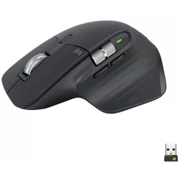 Mouse Logitech MX Master 3S, Wireless/Bluetooth fara fir, rezolutie 8000 DPI, optic, butoane/rotite 7, graphite/negru - 2 | YEO