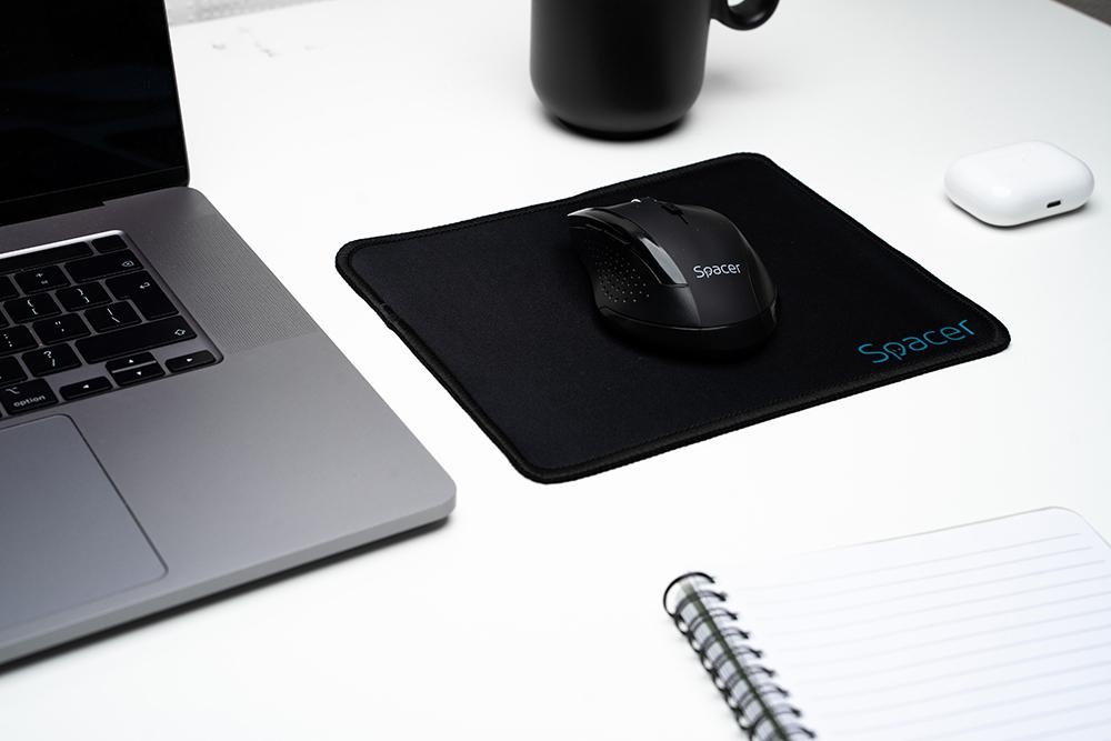 MOUSE PAD SPACER SP-PAD-S, cauciuc si material textil, cusut pe margine, 220x180x2mm, negru - 2 | YEO