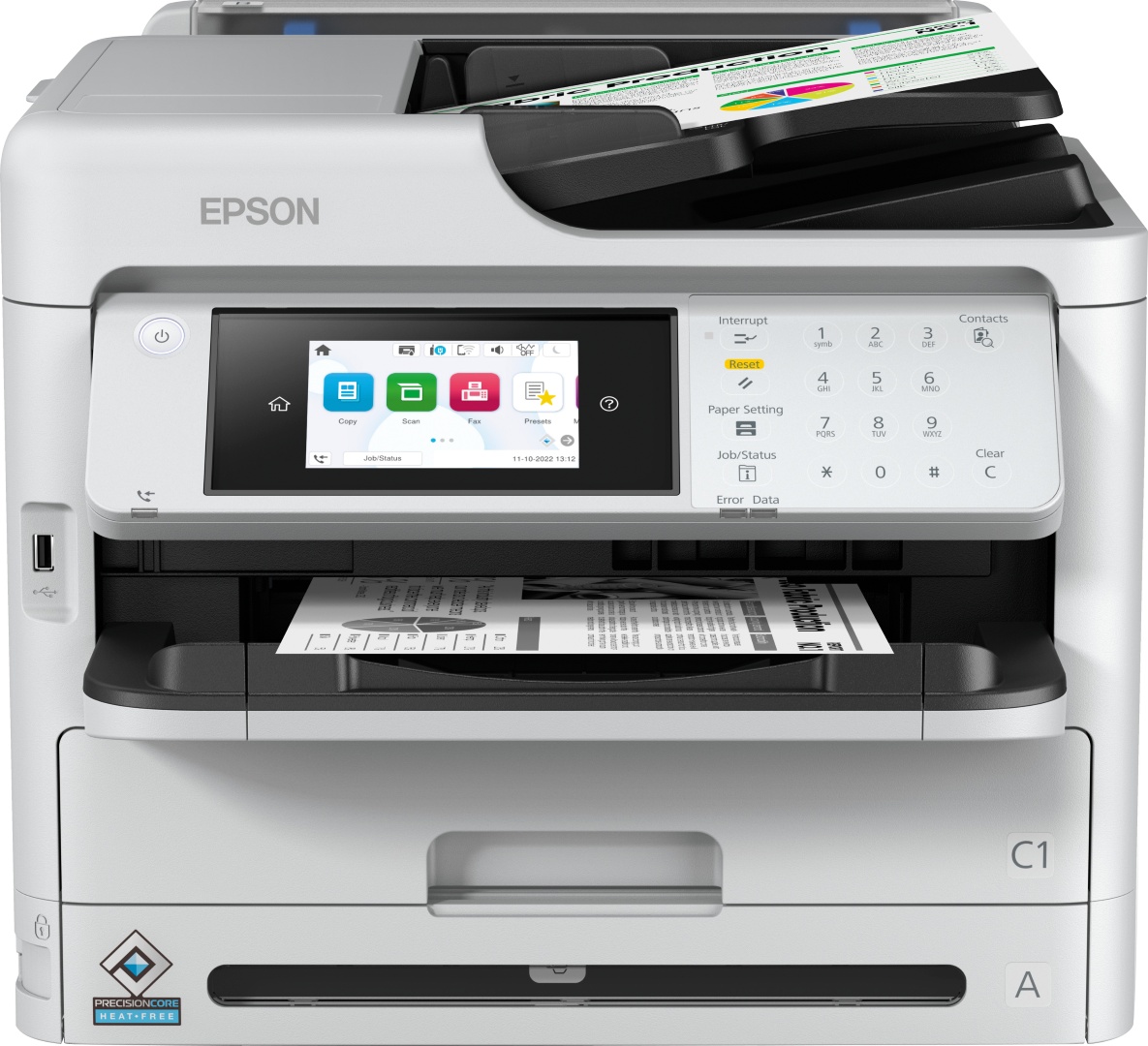 Multifunctional Epson mono Inkjet WF-M5899DWF ( Print, Copy, Scan, FAX), Dimensiune: A4, Viteza printare: 34ppm, Duplex, Rezolutie printare: 1.200 x 2.400 DPI, Scanner CIS, Scanare: 30Ipm, Rezolutie scanare: 1.200 DPI x 2.400 DPI, Scanare catre: Email,