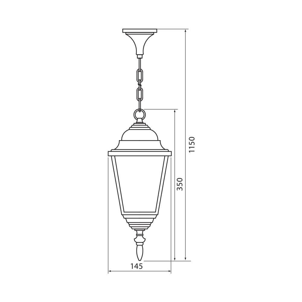 Pendul tip felinar Vivalux RIGA, E27, max 1x60W, IP44, 145x145x1150mm, Negru, bec neinclus - 1 | YEO