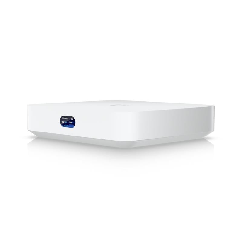 Router Ubiquiti UCG-MAX, 4 x LAN, 1 x WAN, 10/100/1000/2500 Mbps, 5 x RJ-45, procesor Quad-core ARM Cortex-A53 1.5 GHz, Memorie FLASH ROM 512 GB NVMe SSD