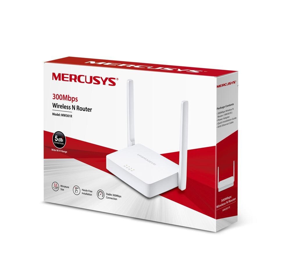 Router Wireless Mercusys N 300 Mbps, MW301R; Standarde Wireless: IEEE 802.11n, IEEE 802.11g, IEEE 802.11b, Frecventa: 2.4 - 2.4835GHz, Rata semnal: 11n: Up to 300Mbp, 11g: Up to 54Mbps, 11b: Up to 11Mbps, Interfata: 2 10/100Mbps LAN, 1 10/100Mbps WAN, - 2 | YEO