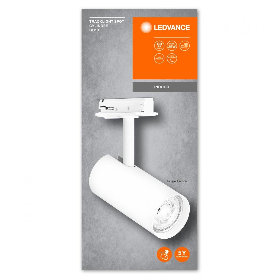 Spot cu montaj pe sina Ledvance TRACKLIGHT L CYLINDER, 1xGU10 (neinclus), max 35W, IP20, reglabil, Ø55x140mm, Alb