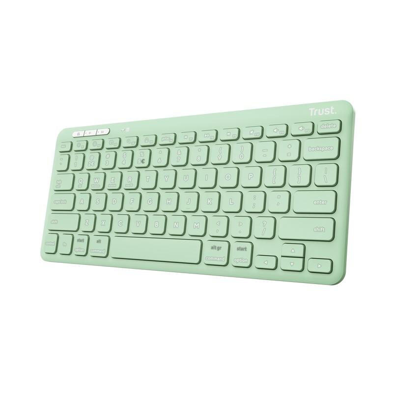 Tastatura Trust Lyra Wireless, conexiune USB-A, USB-C 1.1, distanta acoperire wireless 10m, 1x AAA baterie, compatibila cu laptop, pc, Bluetooth devices, tableta, verde