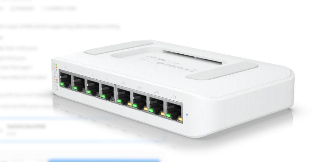 Ubiquiti UniFi 8 port switch, USW-LITE-8-POE, 8 x 10/100/1000 Mbe RJ 45 ports, 4 x POE, 8 Gbps, buget POE: 52W, SMB layer 2 PoE GbE switch, dimensiuni: 99.6 x 163.7 x 31.7 mm. - 2 | YEO