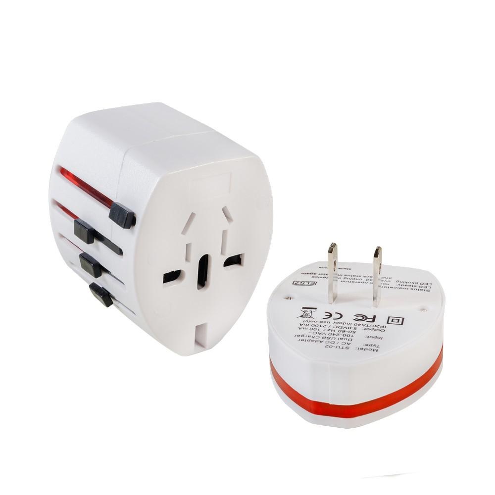 Adaptor universal Spacer SPAD-UNIV - Compatibil cu peste 150 de țări, 2 porturi USB - 2 | YEO