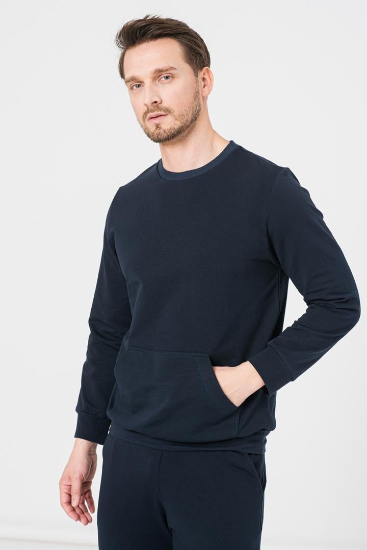 Bluza casual bărbați navy din bumbac - stil și confort | Pegas - 2 | YEO