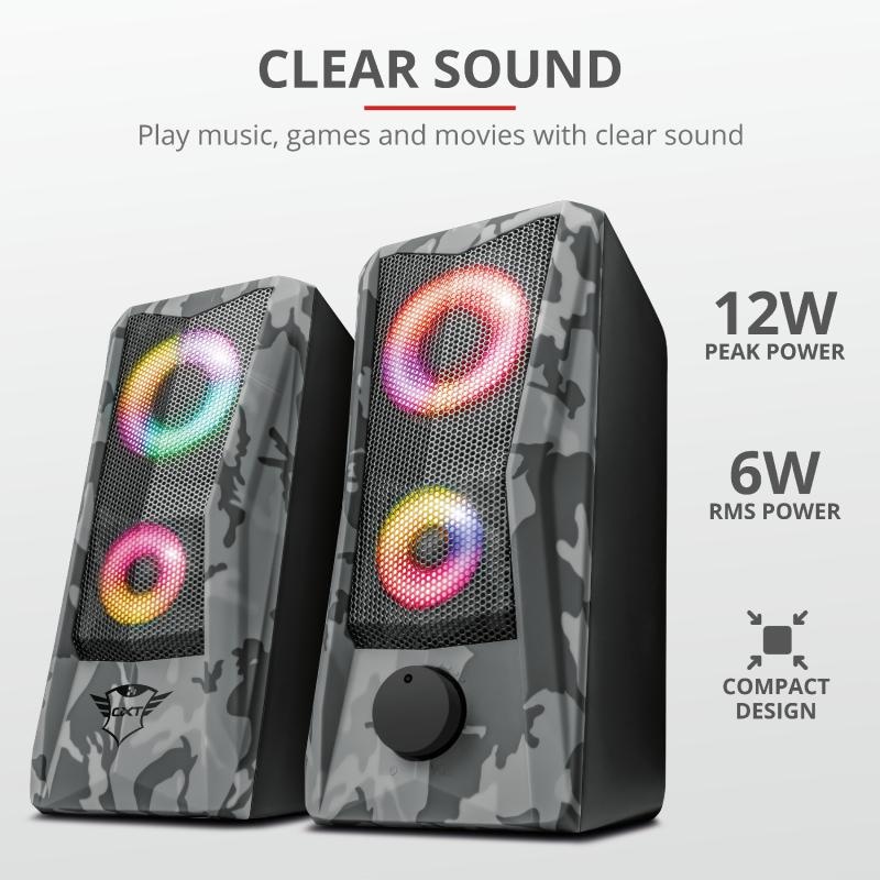 Boxe Stereo GXT 606 Javv RGB-Illuminated 2.0, 6W, camuflaj - 1 | YEO