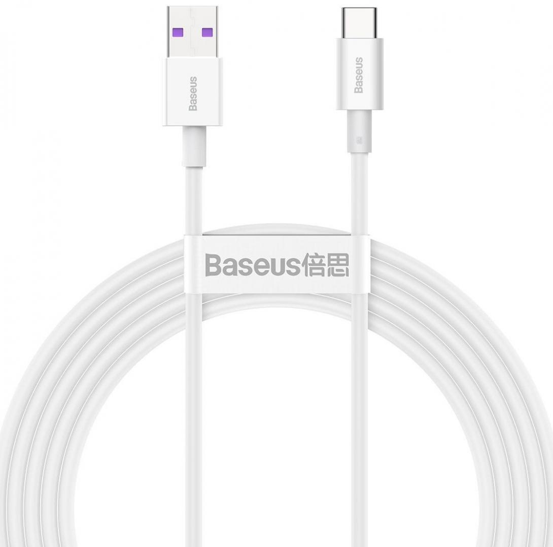 Cablu alimentare si date Baseus Superior, Fast Charging Data Cable pt. smartphone, USB la USB Type-C 66W, 2m, alb