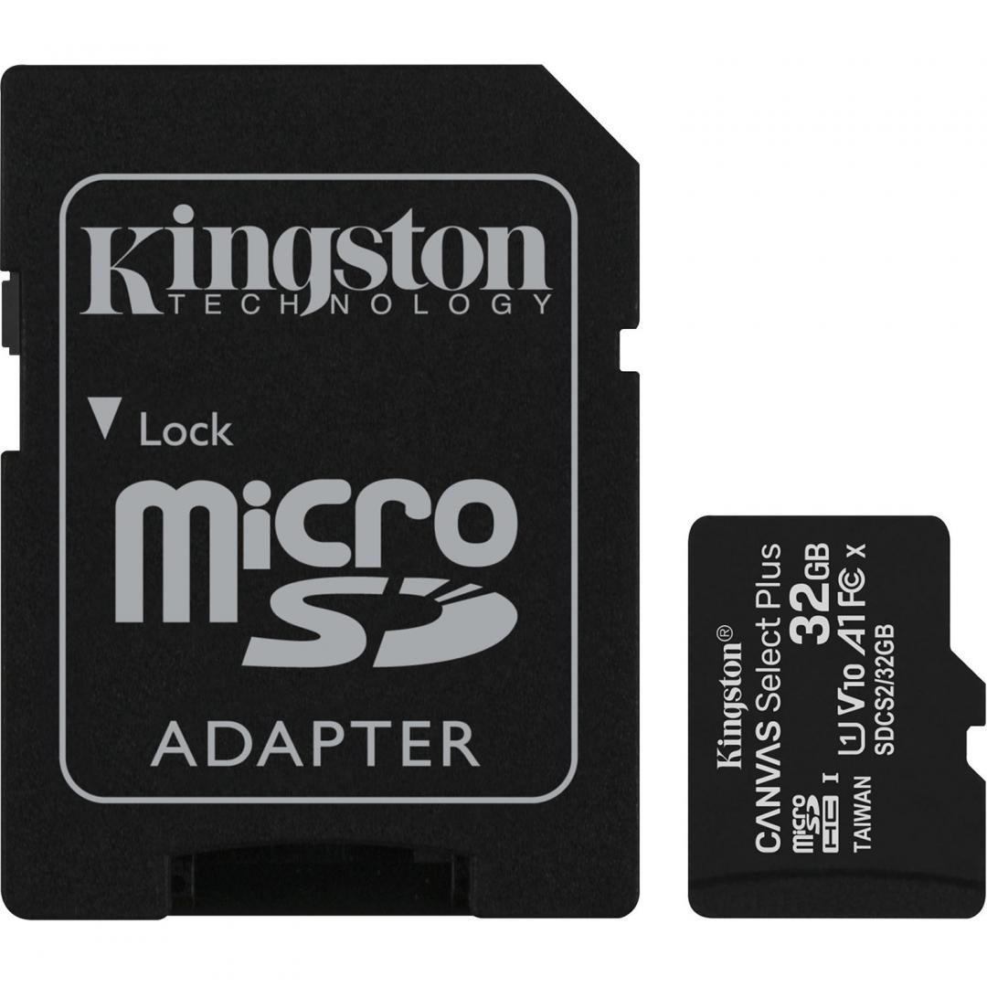 Card de Memorie MicroSD Kingston Select Plus, 32GB, Adaptor SD, Class 10 - 1 | YEO